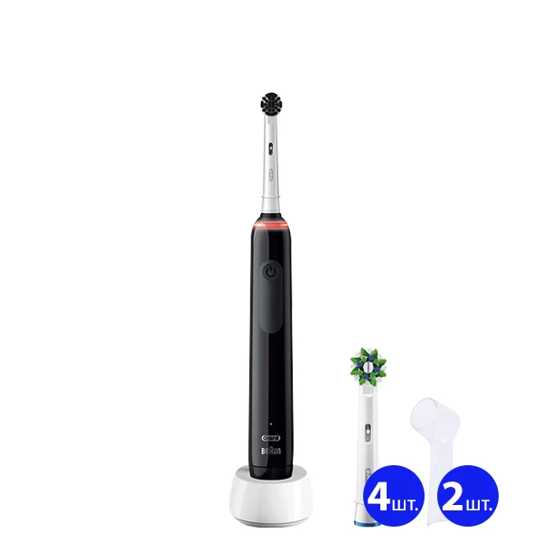 Зубна щітка Oral-B D505 PRO 3 3000 Black Light (5 нас.) + 2 ковпачки