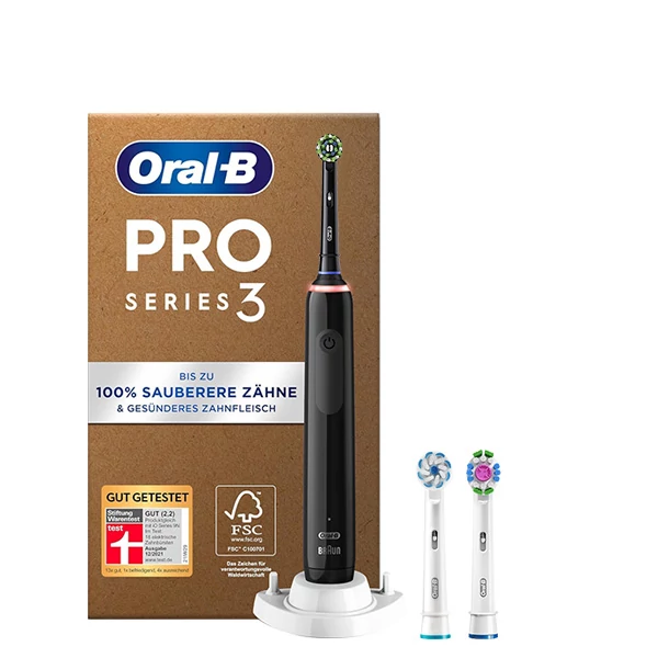 Зубна щітка Oral-B D505 PRO 3 3000 Cross Action Black (3 нас. + Ріжок)