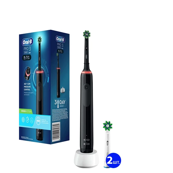 Зубна щітка Oral-B D505 PRO 3 3000 Cross Action Black (3 нас.) ЄС