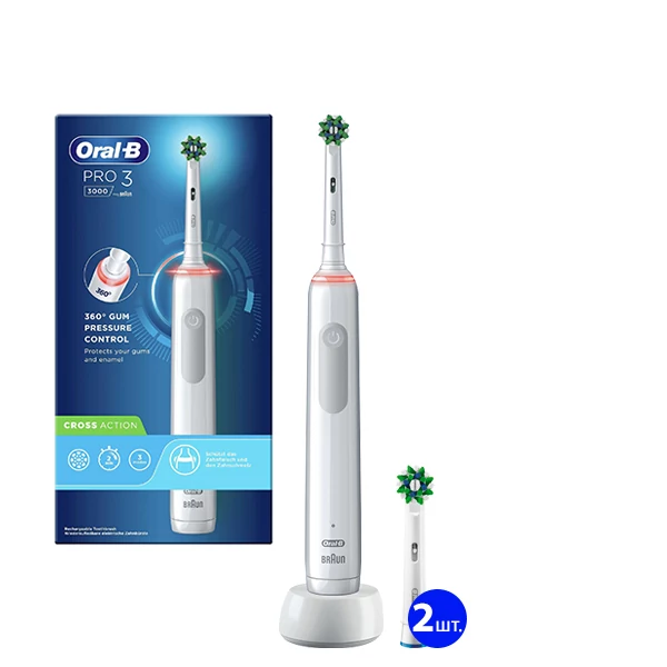 Зубна щітка Oral-B D505 PRO 3 3000 Cross Action White (3 нас.) ЄС