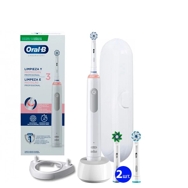 Зубна щітка Oral-B D505.523.3 PRO 3 3000 White Ріжок + футляр (4 нас.)