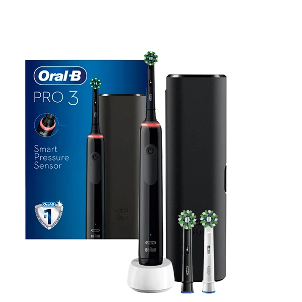 Зубна щітка Oral-B D505 PRO 3 3500 Cross Action Black з футляром (3 нас.)