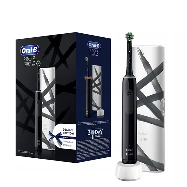 Зубна щітка Oral-B D505 PRO 3 3500 Cross Action Design Edition Black + Travel Case ЄС