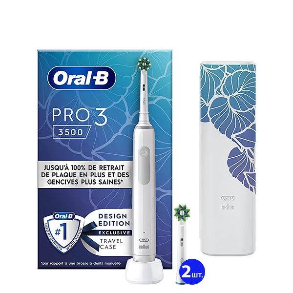 Зубна щітка Oral-B D505 PRO 3 3500 Cross Action Design Edition White с футляром (3 нас.)
