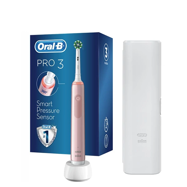 Зубна щітка Oral-B D505 PRO 3 3500 Cross Action Pink з футляром ЄС