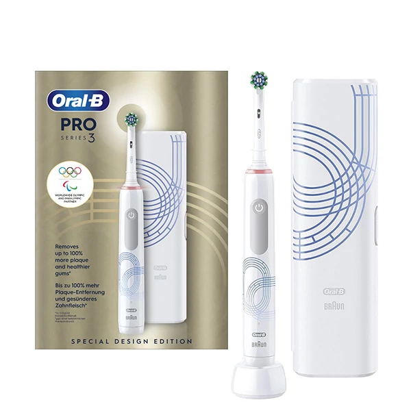 Електрична зубна щітка Oral-B D505 PRO 3 3500 Cross Action White Olympic Edition з футляром