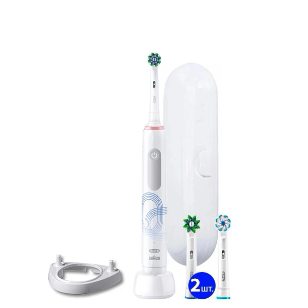 Електрична зубна щітка Oral-B D505 PRO 3 3000 Cross Action Olympic Edition White (4 нас.) Ріжок + Футляр ЄС
