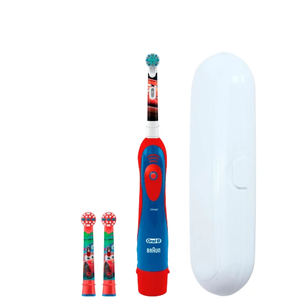 Зубна щітка Oral-B DB4.510.К Extra Soft «Тачки» на батарейках дитяча + 2 нас. з футляром
