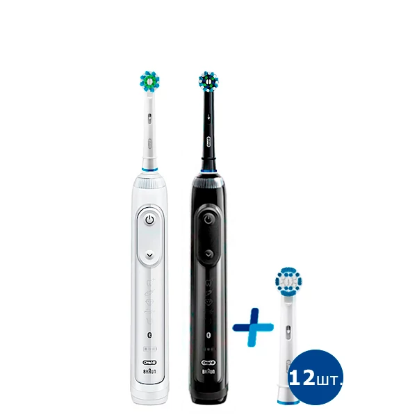 Зубна щітка Oral-B Genius 10000N Black (12 нас.) + White Сімейний набір light ЄС