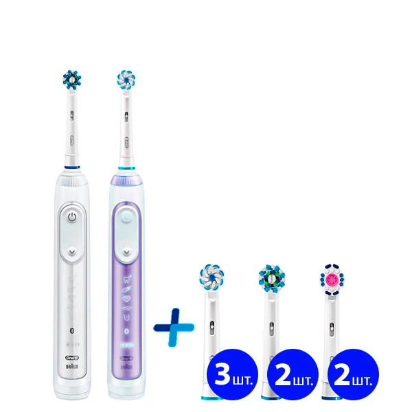 Зубна щітка Oral-B Genius 10000N Violete (8 нас.) + White Сімейний набір light ЄС