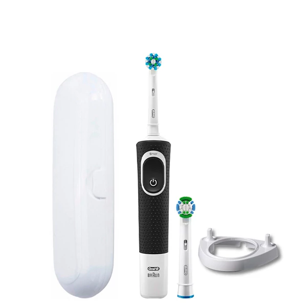 Зубна щітка Oral-B Vitality 100 Cross Action Black 2 нас. + Підставка ріжок/футляр білий ЄС