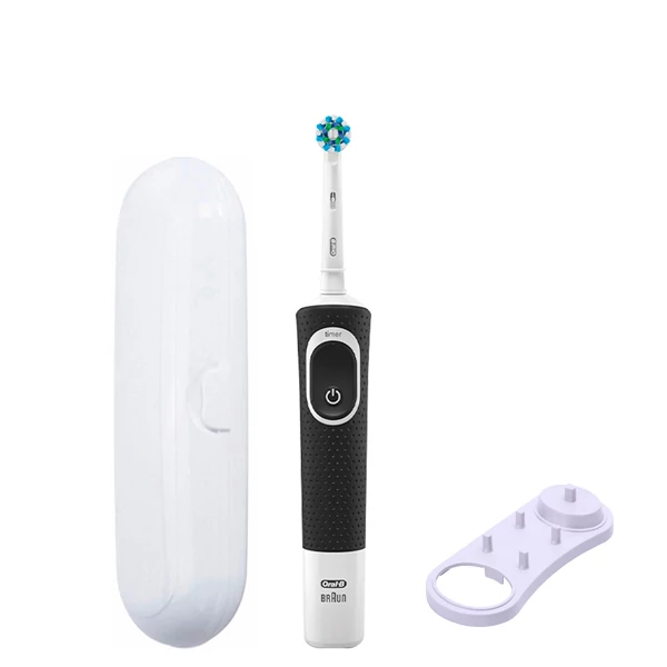 Зубна щітка Oral-B Vitality 100 Cross Action Black підставка + футляр білий