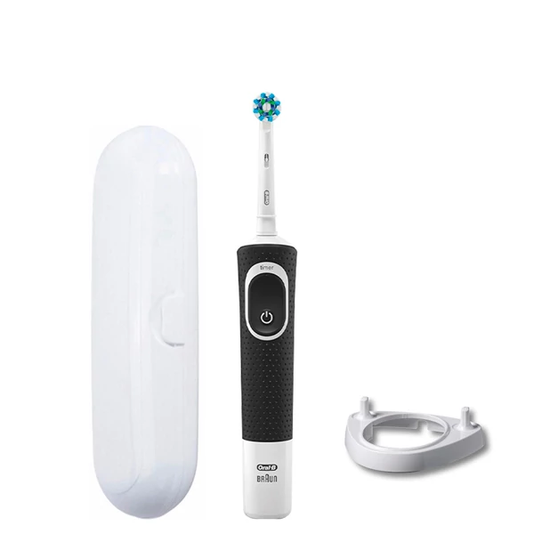Зубна щітка Oral-B Vitality 100 Cross Action Black підставка ріжок + футляр білий ЄС