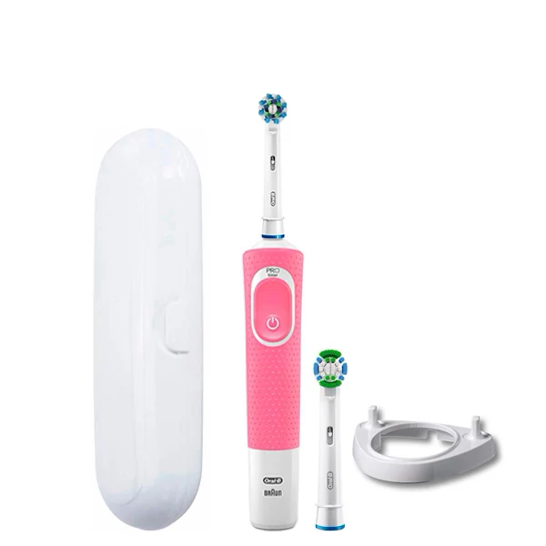 Зубна щітка Oral-B Vitality 100 Cross Action Pink 2 нас. + підставка ріжок/футляр білий ЄС