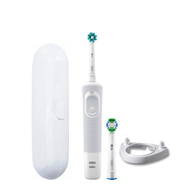 Зубна щітка Oral-B Vitality 100 Cross Action White 2 нас. + підставка ріжок/футляр білий ЄС
