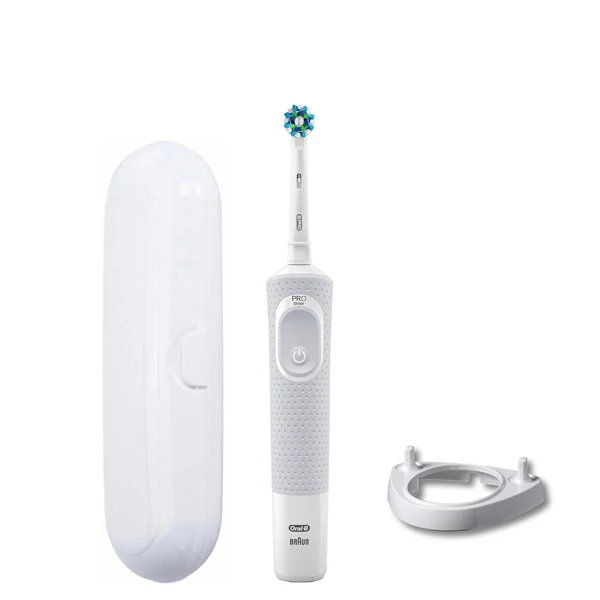 Зубна щітка Oral-B Vitality 100 Cross Action White підставка ріжок + футляр білий ЄС