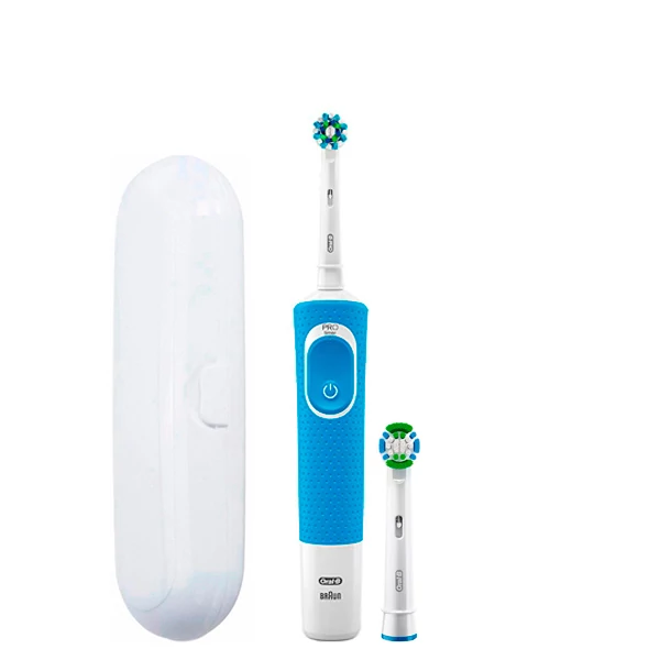 Зубна щітка Oral-B Vitality D100.413.1 Crossaction Blue 2 нас. + футляр білий