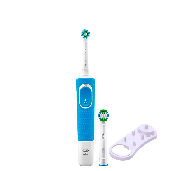 Зубна щітка Oral-B Vitality D100.413.1 Crossaction Blue 2 нас. + підставка