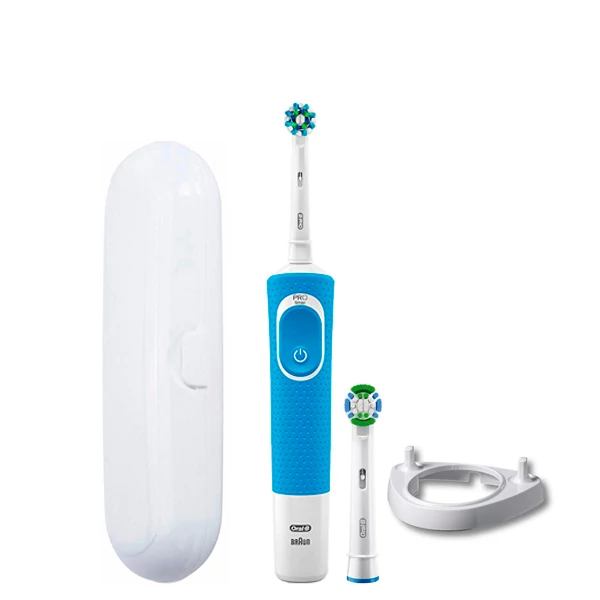 Зубна щітка Oral-B Vitality D100.413.1 Crossaction Blue 2 нас. + підставка ріжок/футляр білий ЄС