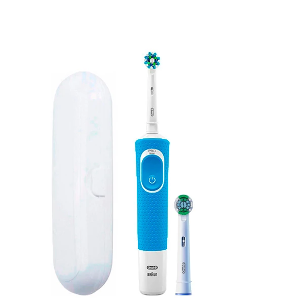 Зубна щітка Oral-B Vitality D100.413.1 Crossaction Blue 2 нас. + футляр білий ЄС