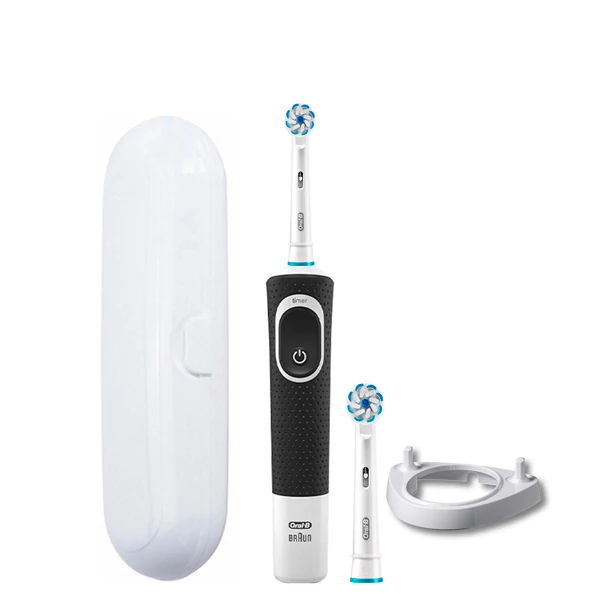 Зубна щітка Oral-B Vitality 100 Junior 6+ Black 2 насадки + підставка ріжок + футляр білий ЄС