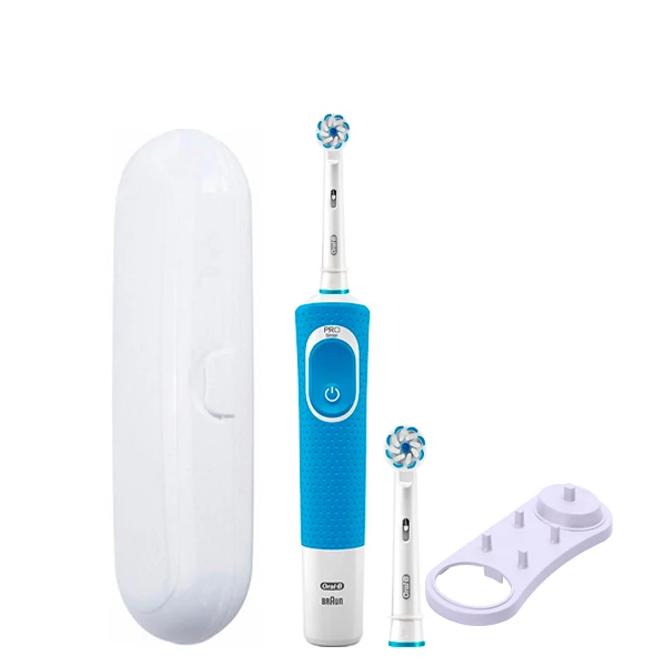 Зубна щітка Oral-B D100 Junior 6+ Blue 2 насадки + підставка + футляр білий