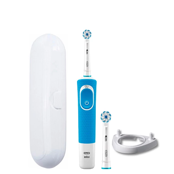 Зубна щітка Oral-B D100 Junior 6+ Blue 2 насадки + підставка ріжок + футляр білий ЄС