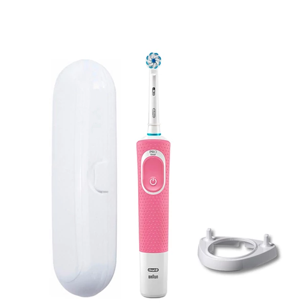 Зубна щітка Oral-B Vitality 100 Junior 6+ Pink підставка ріжок + футляр білий ЄС