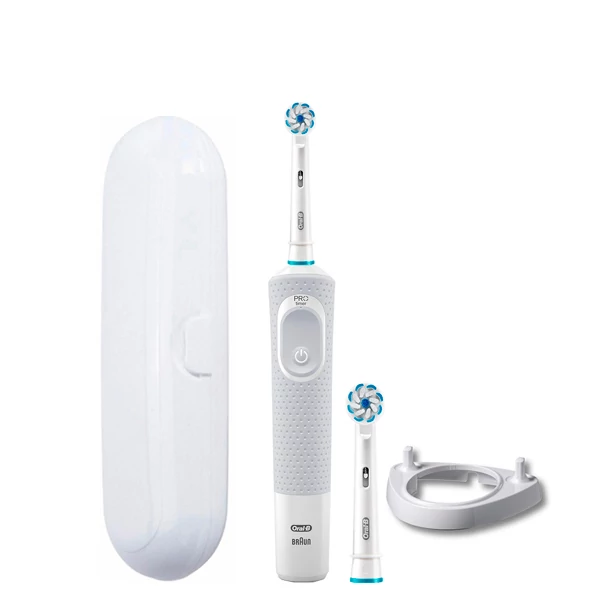 Зубна щітка Oral-B Vitality 100 Junior 6 + White 2 насадки + підставка ріжок + футляр білий ЄС