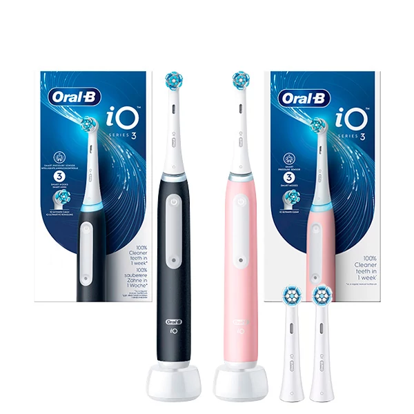 Електричні зубні щітки Oral-B iO 3 Family Pack Matte Black + Blush Pink (4 нас.) ЄС