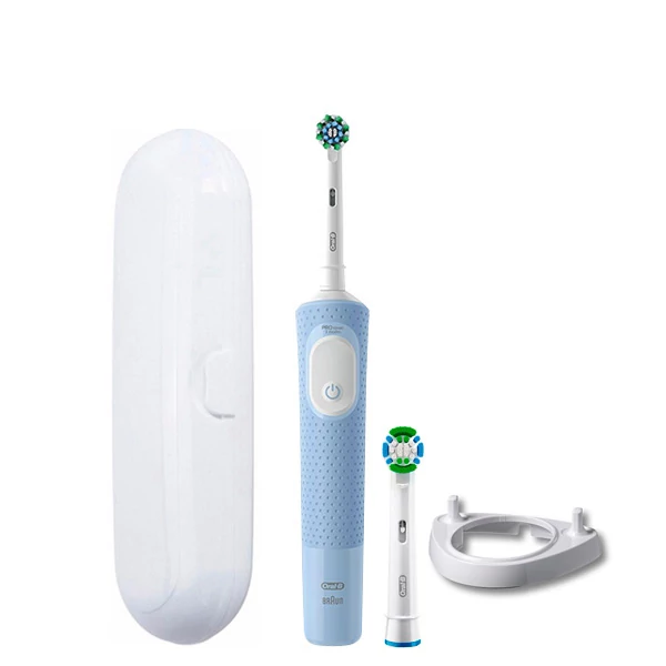 Електрична зубна щітка Oral-B D103 Vitality Pro Cross Action CleanMaximiser Blue (2 нас.) + Підставка ріжок та футляр ЄС