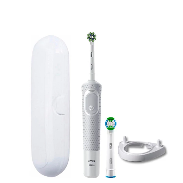 Електрична зубна щітка Oral-B D103 Vitality Pro Cross Action CleanMaximiser White (2 нас.) + Підставка ріжок та футляр ЄС