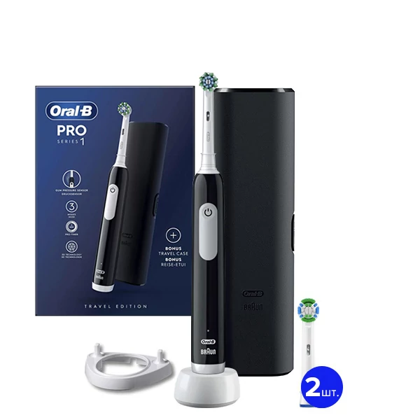 Електрична зубна щітка Oral-B D305.513.3X Pro Series 1 Black Travel Case (3 нас.) + Ріжок