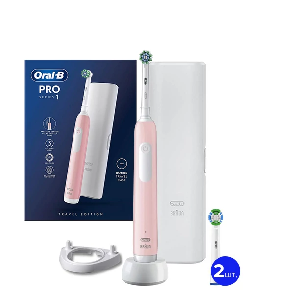 Електрична зубна щітка Oral-B D305.513.3X Pro Series 1 Pink Travel Case (3 нас.) + Ріжок