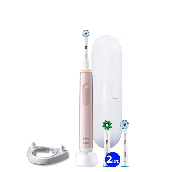 Електрична зубна щітка Oral-B D505 PRO 3 3000 Sensitive Clean Pink (4 нас.) Ріжок + Футляр ЄС
