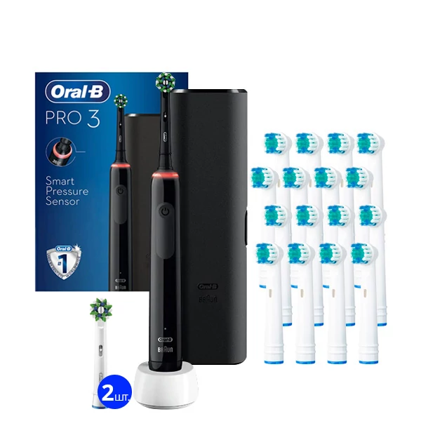 Зубна щітка Oral-B D505 PRO 3 3500 Cross Action Black з футляром (3 нас.) ЄС