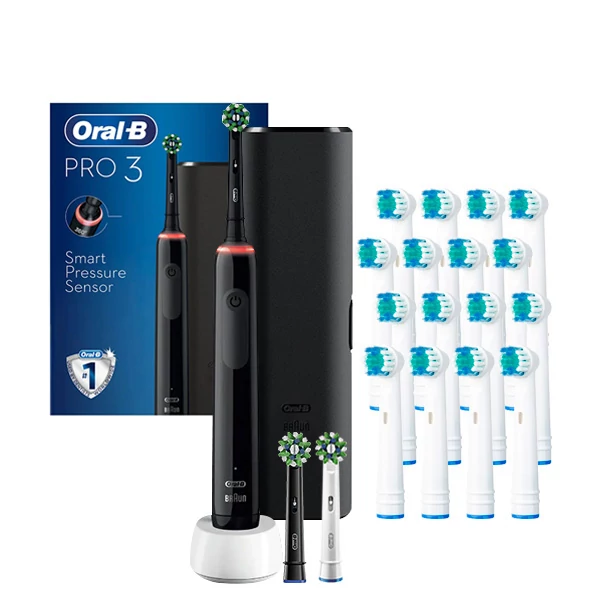 Зубна щітка Oral-B D505 PRO 3 3500 Cross Action Black з футляром (3 нас.)