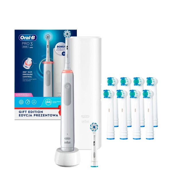 Електрична зубна щітка Oral-B D505 PRO 3 3500 Ultra Thin White (2 нас.) з футляром ЄС