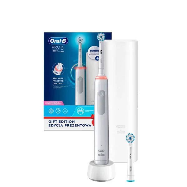 Електрична зубна щітка Oral-B D505 PRO 3 3500 Ultra Thin White (2 нас.) з футляром