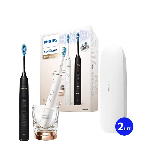 Зубна щітка Philips Sonicare 9000 HX9914/57 DiamondClean Smart White &amp; Black + 2 Smart футляра CP0556 ЄС
