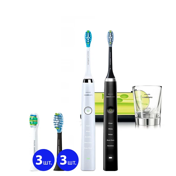 Зубна щітка Philips Sonicare HX9339/89 Diamond Clean White+Black (8 нас.) ЄС