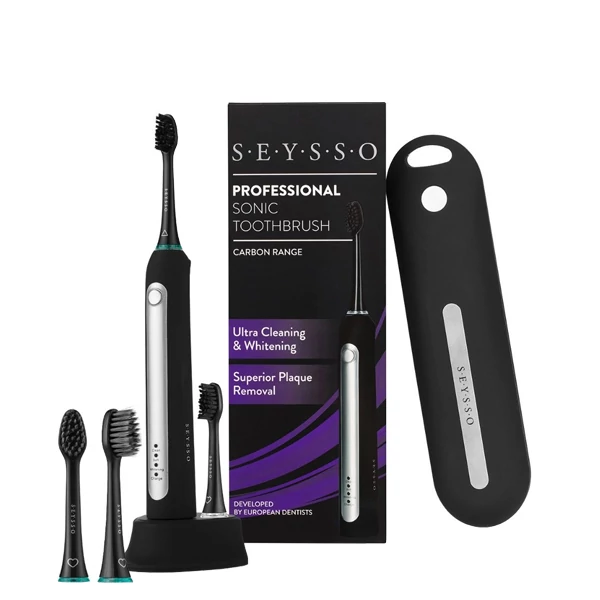 Звукова зубна щітка SEYSSO Carbon Professional з футляром (4 нас.) ЄС