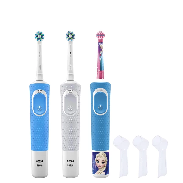 Зубні щітки Vitality D100 + D100 Kids Girl Сімейний набір 3 в 1 c ковпачками