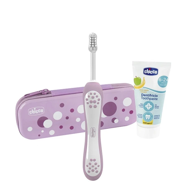 Мануальна зубна щітка Chicco та зубна паста для дітей (з футляром) Pink ЄС