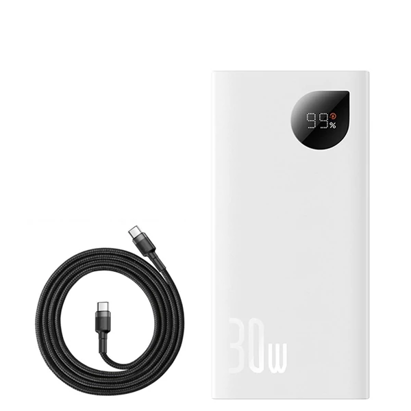 Повербанк (Power Bank) Baseus 30W 10000mAh PPAD040002 White + кабель USB-C Type-C ЄС