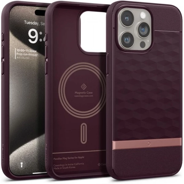 Чохол iPhone 15 Pro Max Caseology Parallax Mag Magsafe Burgundy Case