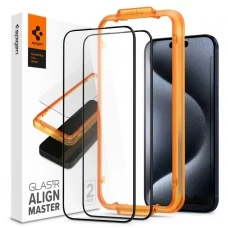 Загартоване скло Spigen Alm Glass Fc 2-pack iPhone 15 Pro Black