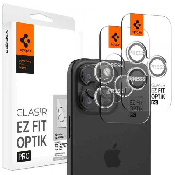 Скло захисне Spigen Optik.Tr Ez Fit Camera Protector 2-Pack IPhone 14 Pro / 14 Pro Max / 15 Pro / 15 Pro Max / 16 Pro / 16 Pro Max Crystal Clear AGL06914