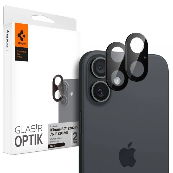 Захисна плівка для камери Spigen Optik Glas.Tr Camera Protector 2-Pack IPhone 16 / 16 Plus Black AGL07922