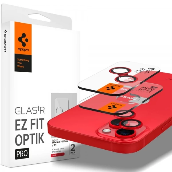 Захисна плівка для камери Spigen Optik.tr EZ FIT Camera Protector 2-pack iPhone 15 / 15 Plus / 14 / 14 Plus Red
